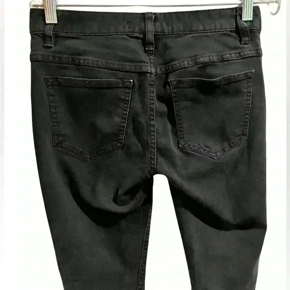 Free People Black Distressed Skinny Jeans Cotton Blend - Picture 7 of 9